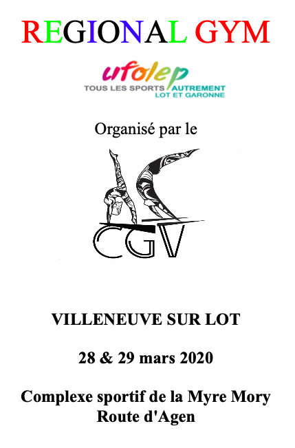 Championnat régional de niveau National à Villeneuve sur Lot 28 & 29 mars 2020